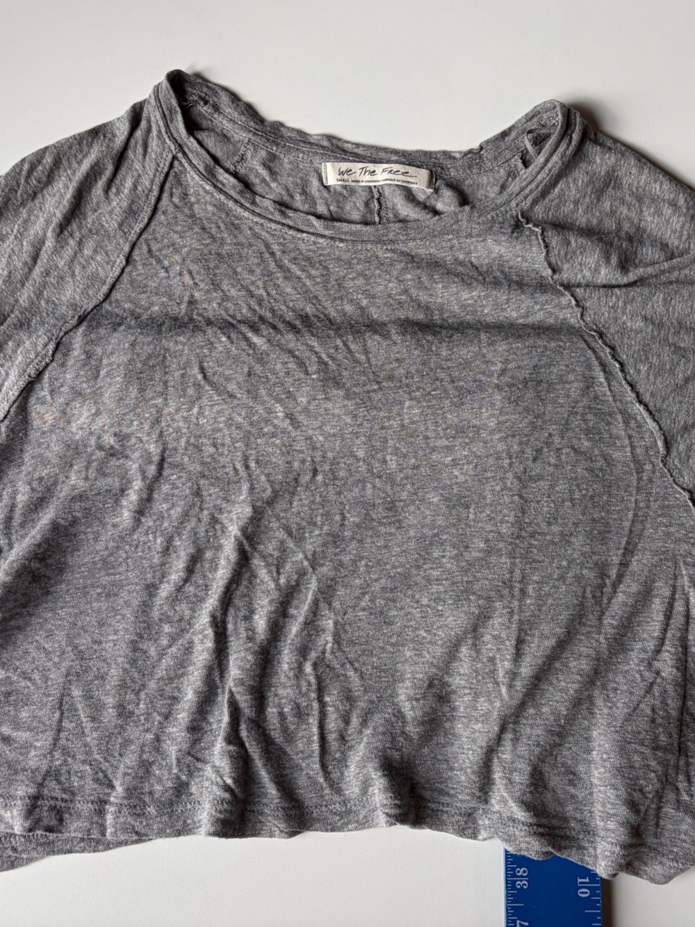 We The Free Heather Gray Cropped Raglan Tee
